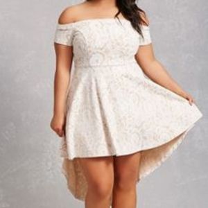 White High low off the shoulder dress
